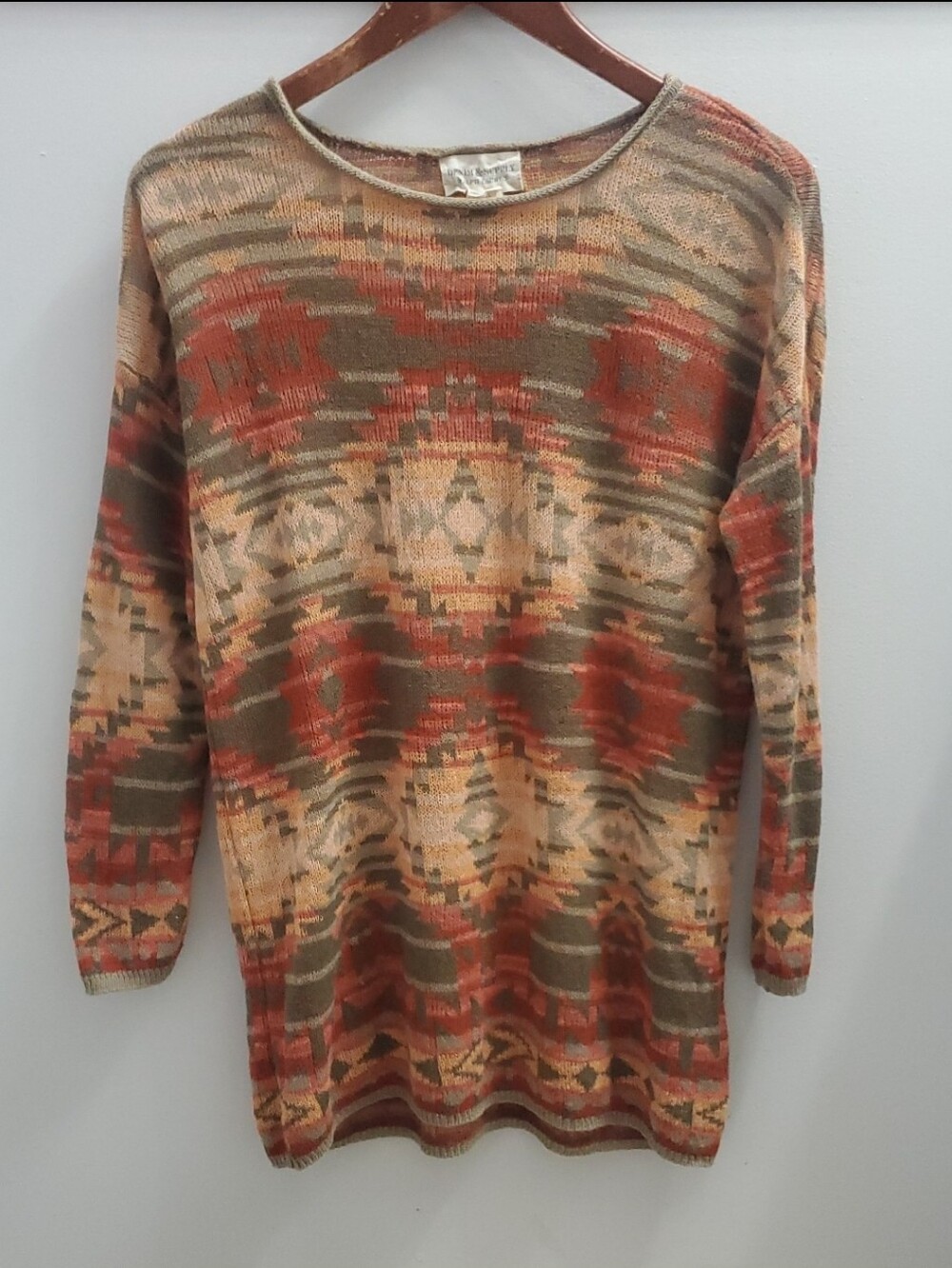 Denim & Supply Ralph Lauren Aztec Roll Neck Knit Top Size Medium Vintage